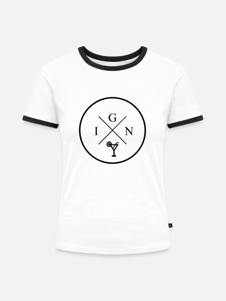 gin - Frauen Kontrast-T-Shirt - Weiß/Schwarz