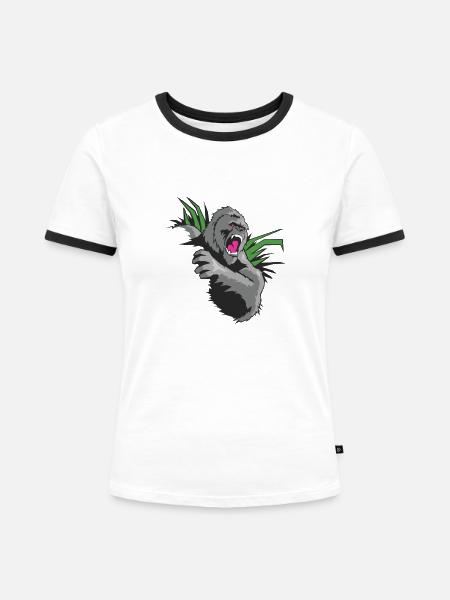 king kong - Frauen Kontrast-T-Shirt - Weiß/Schwarz
