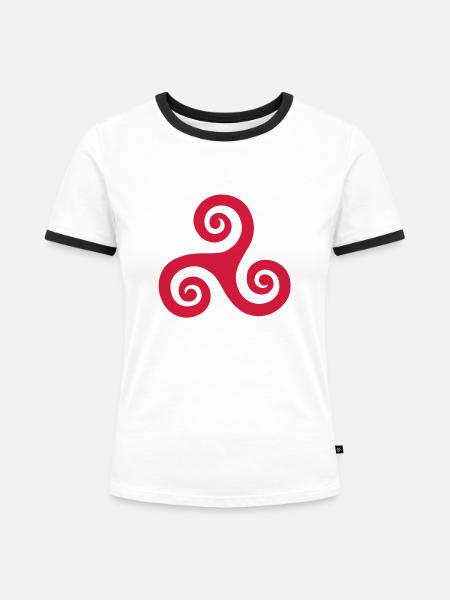 Triskele_02 - Frauen Kontrast-T-Shirt - Weiß/Schwarz