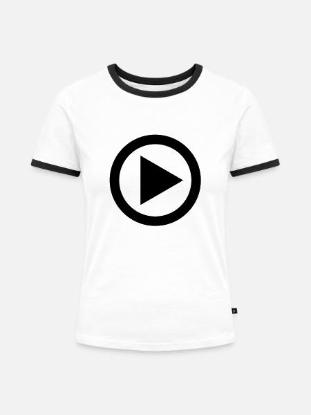 play - Frauen Kontrast-T-Shirt - Weiß/Schwarz