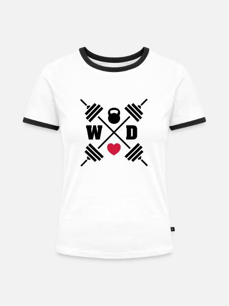 Workout Love - Frauen Kontrast-T-Shirt - Weiß/Schwarz