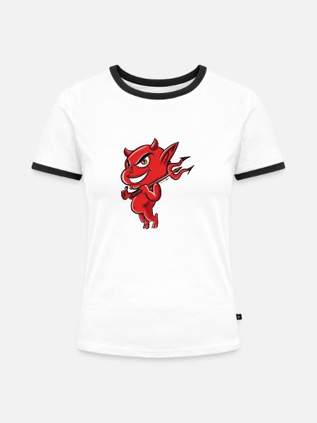 Teufel2 - Frauen Kontrast-T-Shirt - Weiß/Schwarz