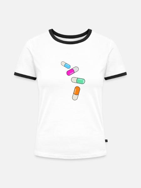 pills variant - Frauen Kontrast-T-Shirt - Weiß/Schwarz