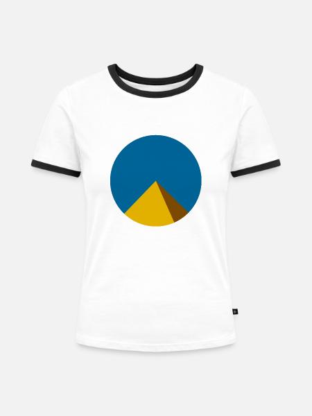 Pyramide - Frauen Kontrast-T-Shirt - Weiß/Schwarz