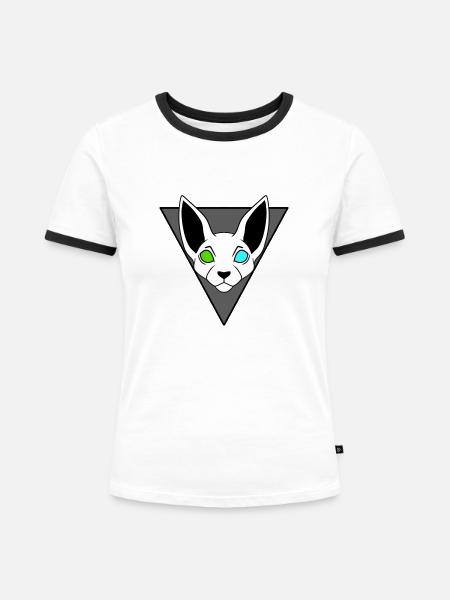 Sphinx cat - Frauen Kontrast-T-Shirt - Weiß/Schwarz