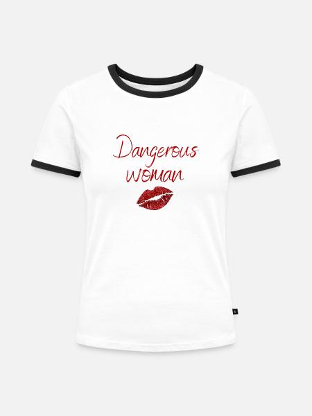 Gefährliche Frau - Frauen Kontrast-T-Shirt - Weiß/Schwarz