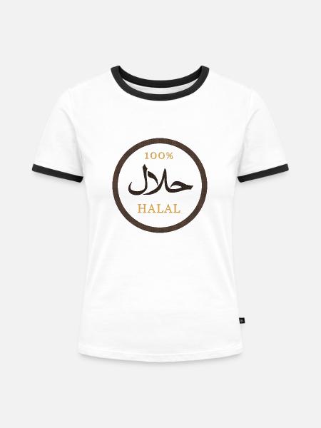 Halal-Ramadan - Frauen Kontrast-T-Shirt - Weiß/Schwarz