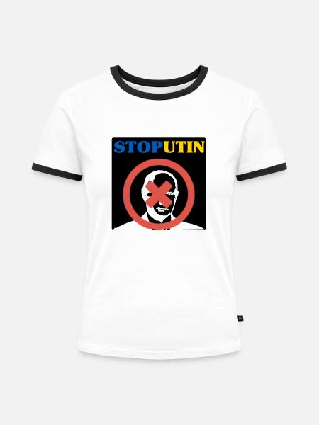 Stoppen Sie Putin - Frauen Kontrast-T-Shirt - Weiß/Schwarz