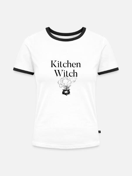 Kitchen Witch - Frauen Kontrast-T-Shirt - Weiß/Schwarz