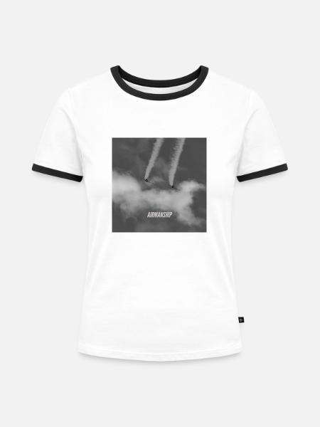 AIRMANSHIP - Frauen Kontrast-T-Shirt - Weiß/Schwarz