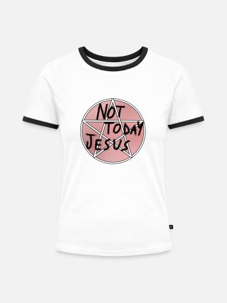 Nicht heute Jesus - Frauen Kontrast-T-Shirt - Weiß/Schwarz
