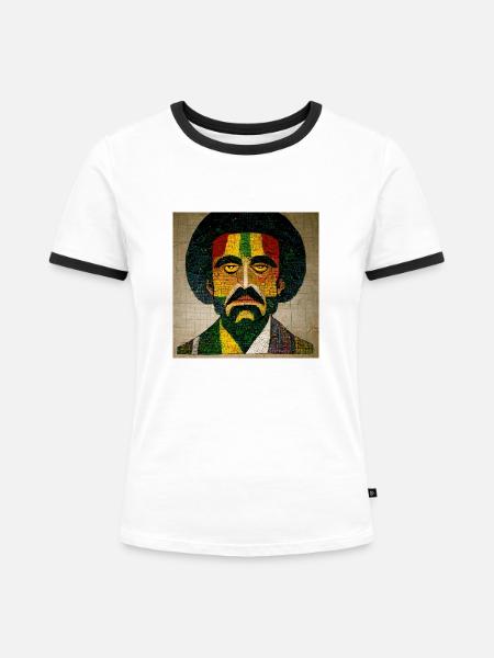 Mosaik Rasta-malerei - Frauen Kontrast-T-Shirt - Weiß/Schwarz