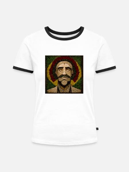 Mosaik Rasta-malerei - Frauen Kontrast-T-Shirt - Weiß/Schwarz