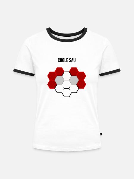 Coole Sau - Frauen Kontrast-T-Shirt - Weiß/Schwarz