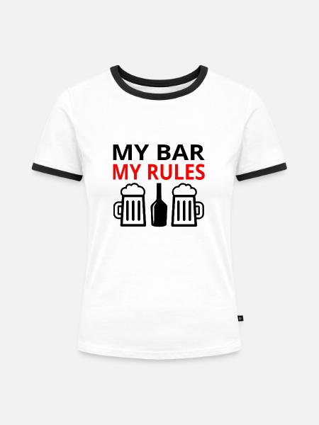 Bar - Frauen Kontrast-T-Shirt - Weiß/Schwarz