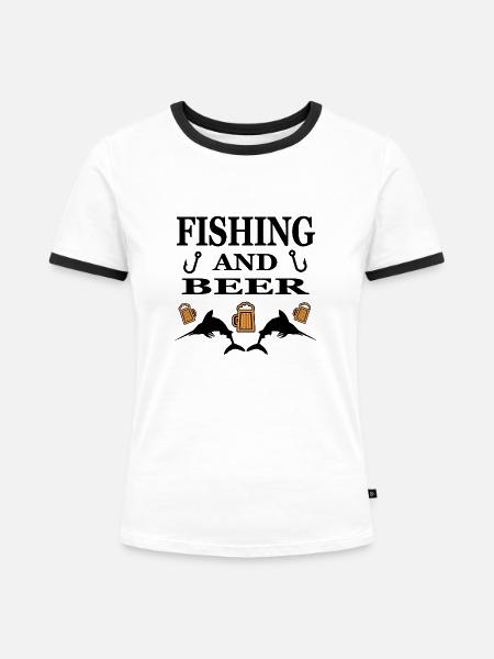 Angeln - Frauen Kontrast-T-Shirt - Weiß/Schwarz