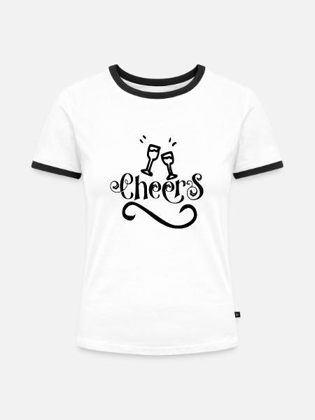 Cheers - Frauen Kontrast-T-Shirt - Weiß/Schwarz