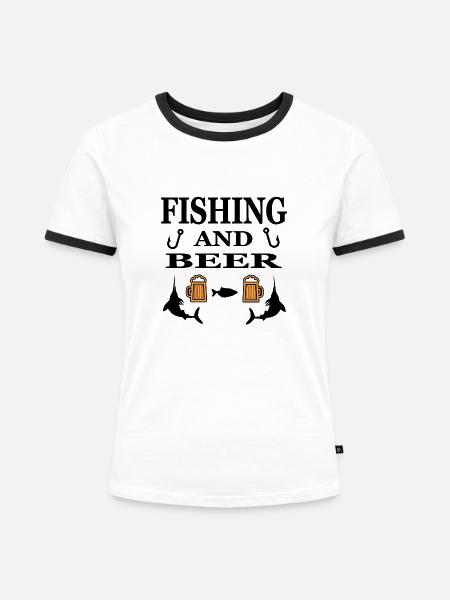 Angeln - Frauen Kontrast-T-Shirt - Weiß/Schwarz