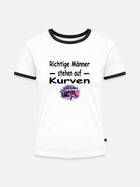 Traktor - Frauen Kontrast-T-Shirt - Weiß/Schwarz