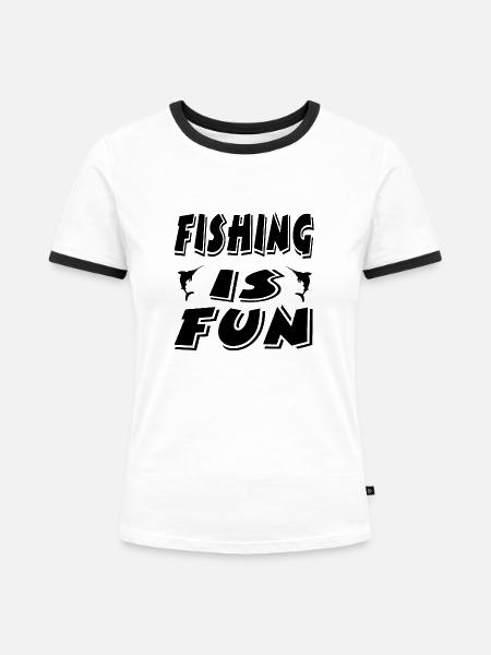 Angeln - Frauen Kontrast-T-Shirt - Weiß/Schwarz