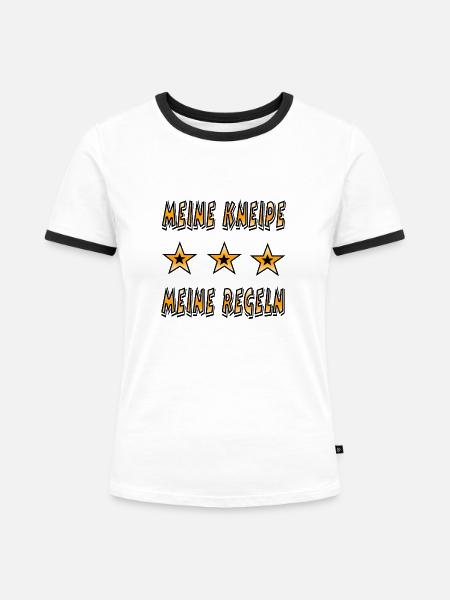 Kneipe - Frauen Kontrast-T-Shirt - Weiß/Schwarz