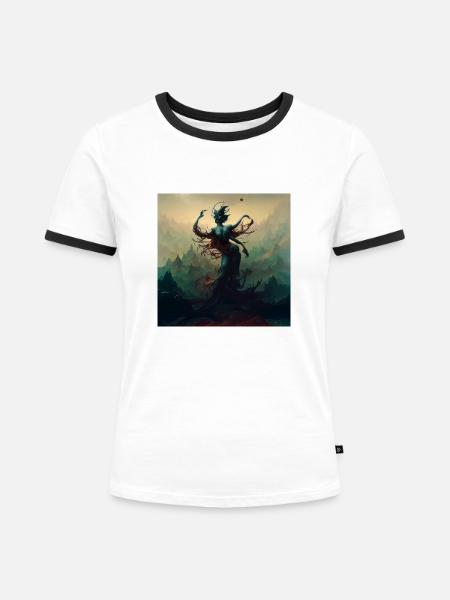ARTWORK SPIRITUAL _07 - Frauen Kontrast-T-Shirt - Weiß/Schwarz