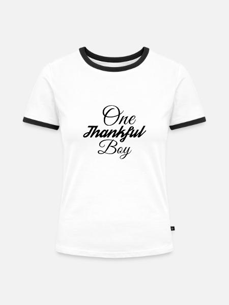 One thankful Boy - Frauen Kontrast-T-Shirt - Weiß/Schwarz
