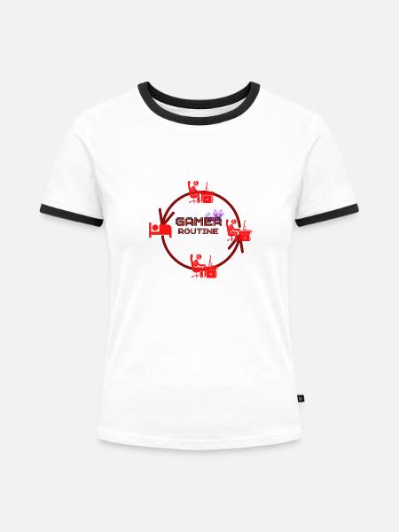 Gamer-Routine - Frauen Kontrast-T-Shirt - Weiß/Schwarz