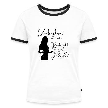 Zuckerbrot und Peitsche - sexy girl, cool - Frauen Kontrast-T-Shirt - Weiß/Schwarz - Vorne - Selfina (174cm)