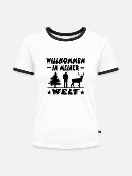 Jäger - Frauen Kontrast-T-Shirt - Weiß/Schwarz