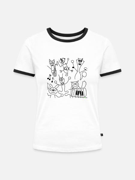 Kunst - Frauen Kontrast-T-Shirt - Weiß/Schwarz