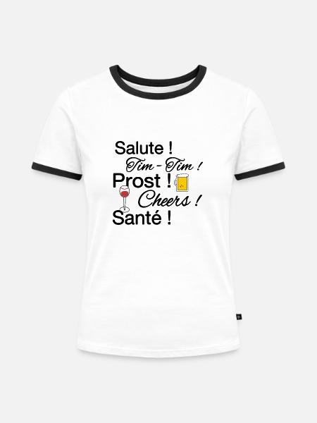 Prost - Frauen Kontrast-T-Shirt - Weiß/Schwarz