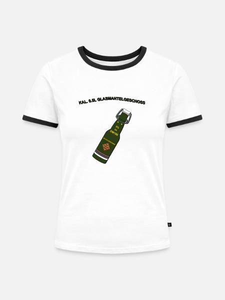 Glasmantelgeschoss - Frauen Kontrast-T-Shirt - Weiß/Schwarz
