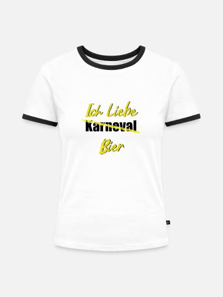 Ich liebe Bier - Frauen Kontrast-T-Shirt - Weiß/Schwarz