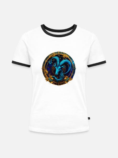 Capricorn - Frauen Kontrast-T-Shirt - Weiß/Schwarz
