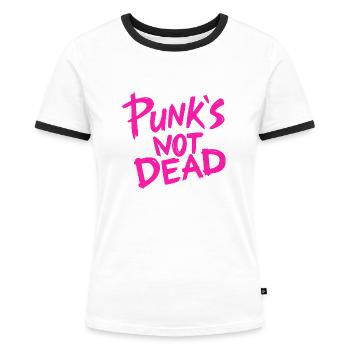 PUNK - Frauen Kontrast-T-Shirt - Weiß/Schwarz - Vorne - Selfina (174cm)