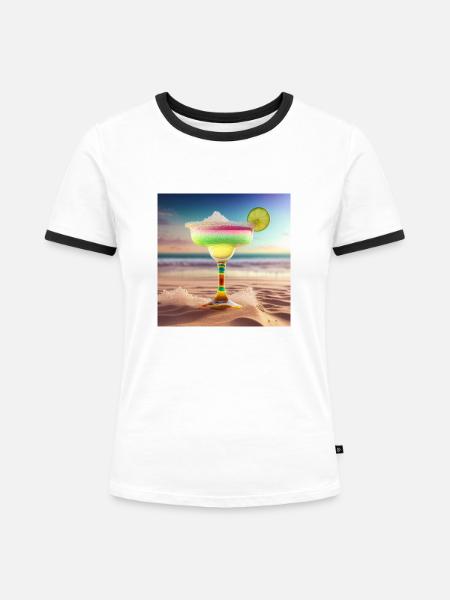 Cocktail 7 Geschenk - Frauen Kontrast-T-Shirt - Weiß/Schwarz