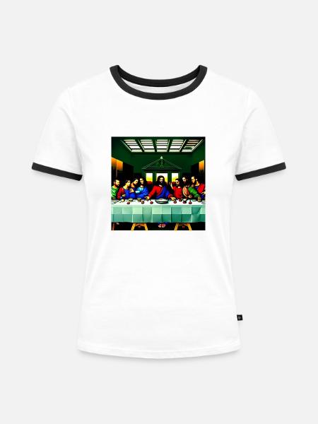 Jesu Abendmahl - Frauen Kontrast-T-Shirt - Weiß/Schwarz