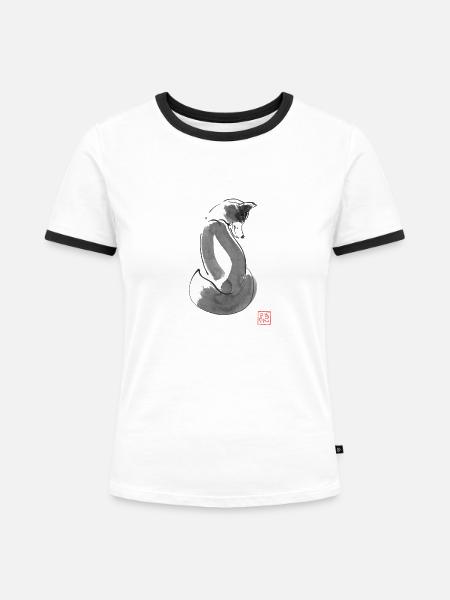 Fuchs Einfach - Frauen Kontrast-T-Shirt - Weiß/Schwarz