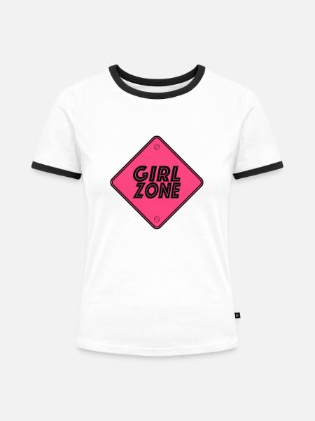 Girl Zone - Frauen Kontrast-T-Shirt - Weiß/Schwarz