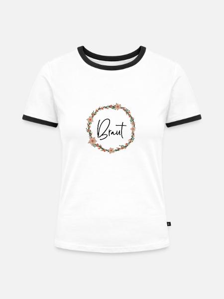 Braut Kranz 2 - Frauen Kontrast-T-Shirt - Weiß/Schwarz