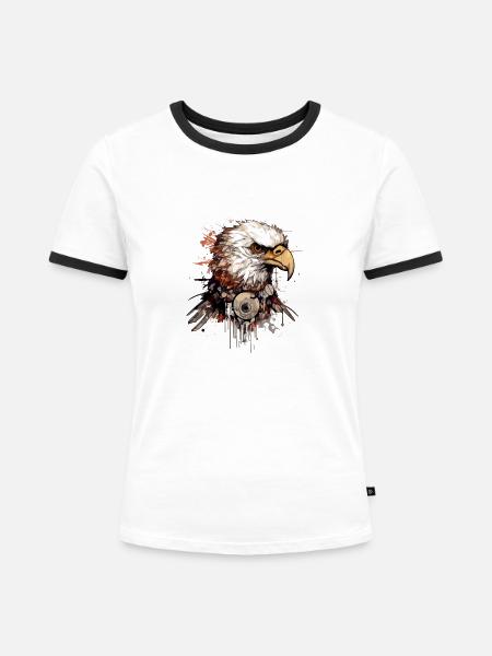 Jirko der Steinadler - Frauen Kontrast-T-Shirt - Weiß/Schwarz