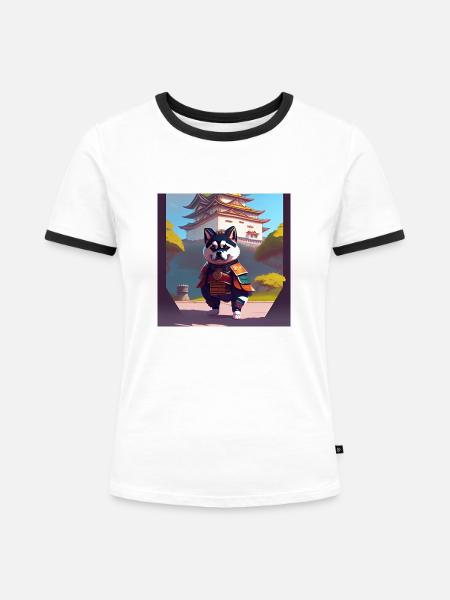 Ronin - Frauen Kontrast-T-Shirt - Weiß/Schwarz