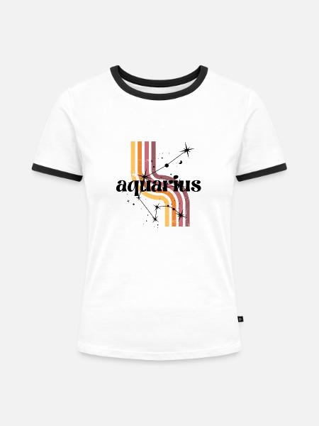Wassermann Retro-Horoskop - Frauen Kontrast-T-Shirt - Weiß/Schwarz
