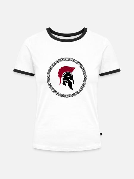 spartaner - Frauen Kontrast-T-Shirt - Weiß/Schwarz
