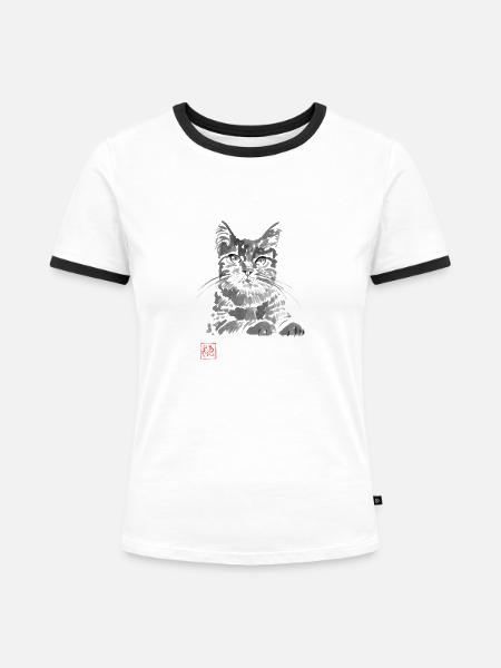 Clyde auf dem Dach - Frauen Kontrast-T-Shirt - Weiß/Schwarz