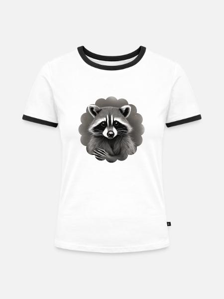 Waschbär 1.7 - Frauen Kontrast-T-Shirt - Weiß/Schwarz