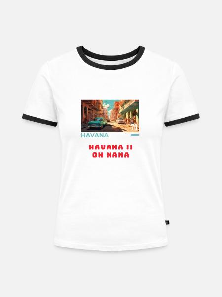 Havanna - Frauen Kontrast-T-Shirt - Weiß/Schwarz