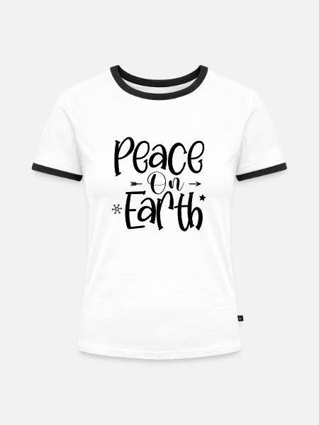 Peace On Earth - Frauen Kontrast-T-Shirt - Weiß/Schwarz