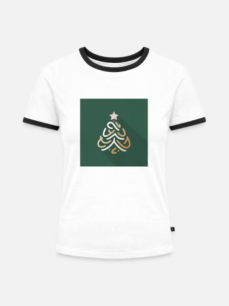 Weihnachtsbaum - Frauen Kontrast-T-Shirt - Weiß/Schwarz